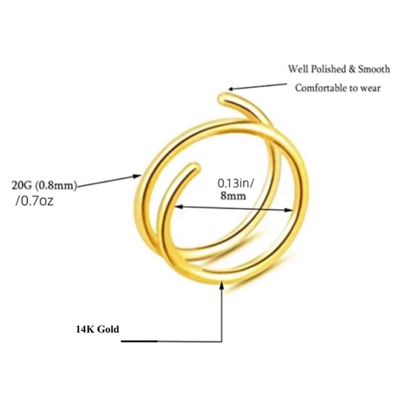 20 gauge 14K Gold Filled or Sterling Silver Double Nose Ring - Picture 2 of 11